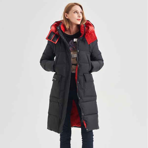 FODARLLOY Women's Winter Down Coats Jacket Red Women's Zipper Slim Hooded Coat