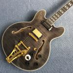 Hollow body jazz electric guitar,Guitar Quilted Maple Trans-gray burst color