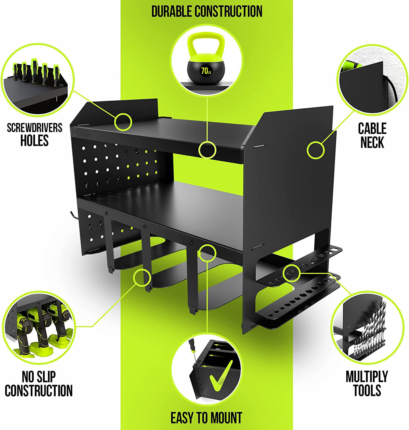Electric Drill Metal Power Tool Storage Rack with Shelf Steel Q235B 1mm Thickness