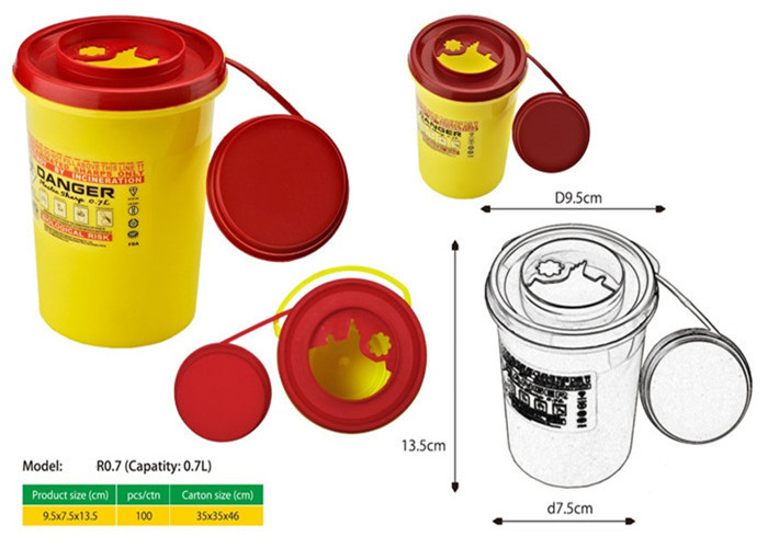 0.7 Litre Sharps disposal container, Sliding Lid, Red,Sharps Container | WinnerCare