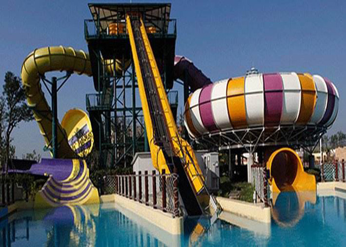 Space Bowl Fiberglass Water Slide Equipment Blue / Green 13m Platform Height