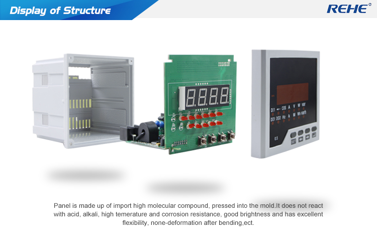 96*96mm Single Phase Intelligent A V HZ KWH Multifunction Power Meter with RS485