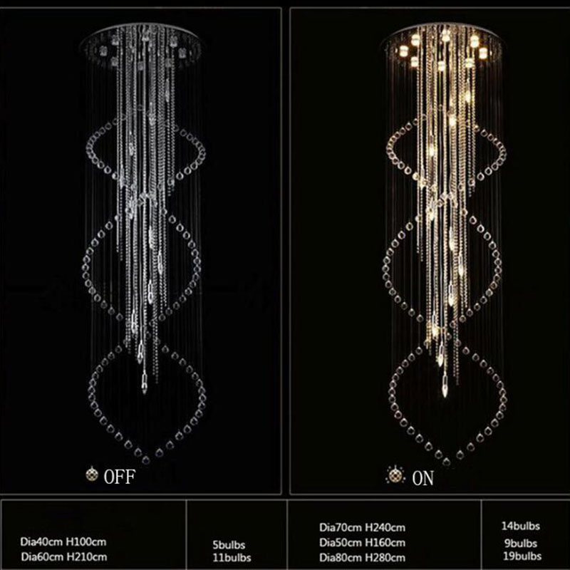 Manggic Large Size Spiral Long Spiral Modern Staircase Foyer Chandelier(WH-NC-22)