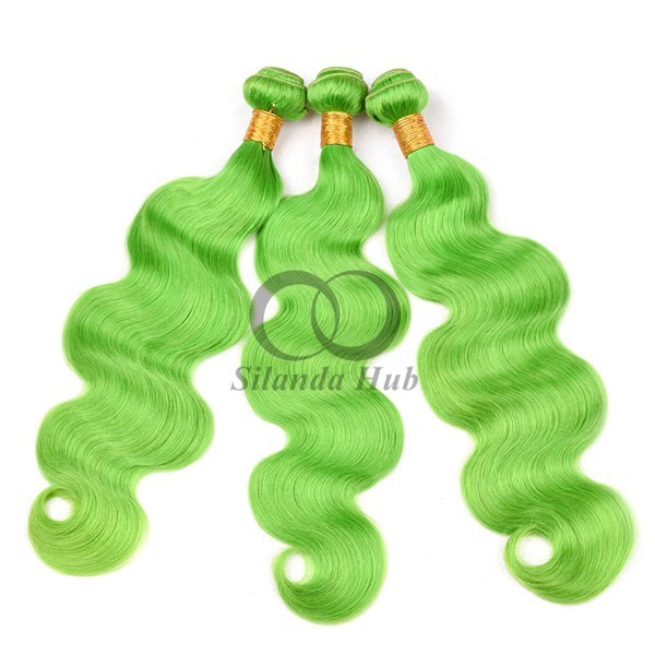 Green Body Wave Remy Human Hair Bundles Sew In Weave Bundles Brazilian Bundle Deals