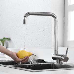 Quality Angled Spout Kitchen Basin Taps 18/10 Stainless Steel Hidden Kitchen Faucet wholesale