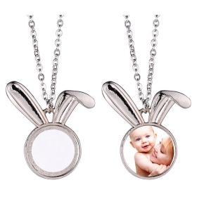 Quality Sublimation Rabbit Pendant Necklace Sublimation Bunny Necklace Personalized Easter Gifts wholesale