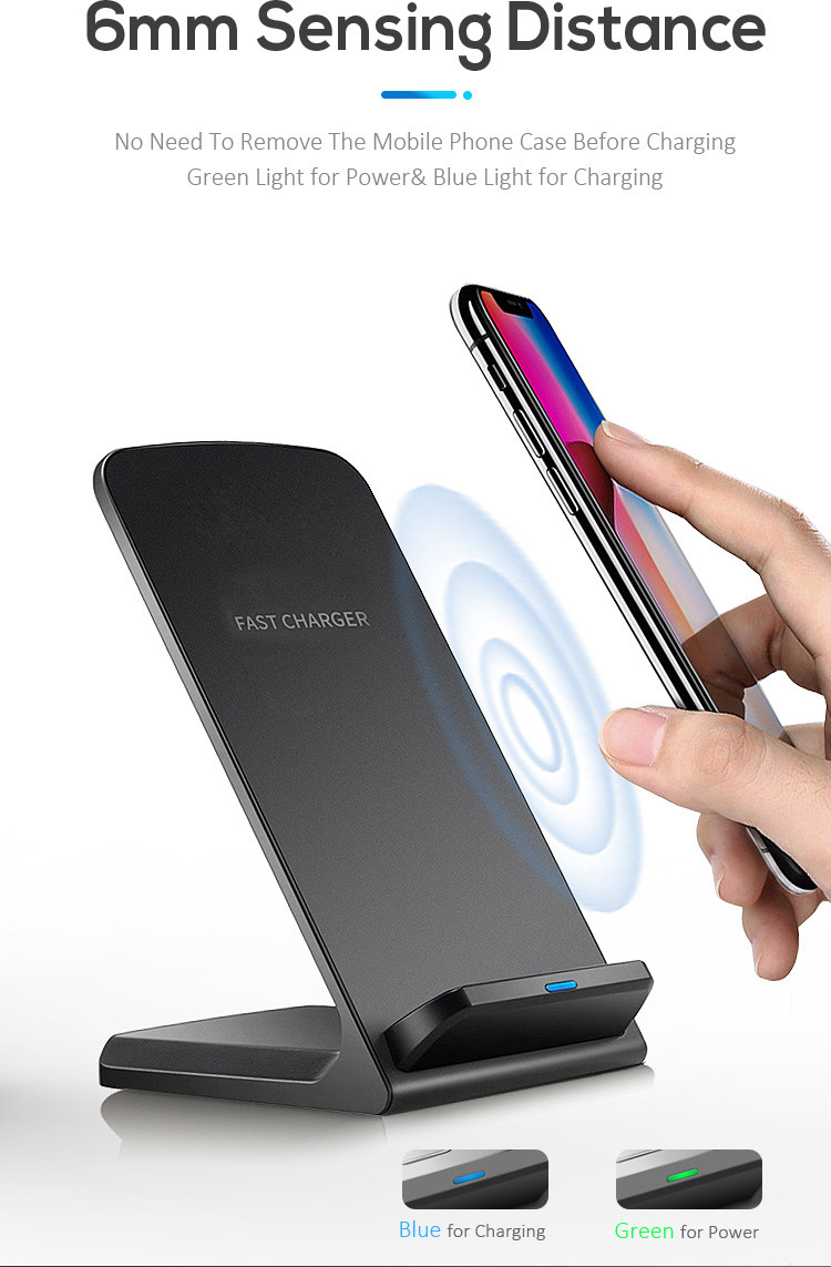 FCC 6mm ABS QI Enable 10w Wireless Charger Stand