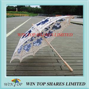 Quality China fashion dark blue and white art parasol wholesale