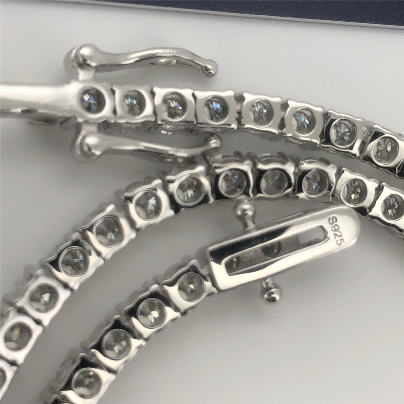 5mm 6.5mm Moissanite Tennis Necklace Hand Set Lab Diamond Tennis Necklace