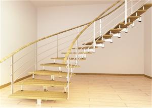 China Laminated Glass Tread Building Curved Staircase With Stainless Steel Post Railing on sale