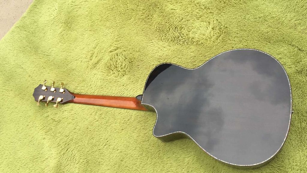Custom body cut acoustic guitar Real abalone solid top SP14 electric acoustic guitar