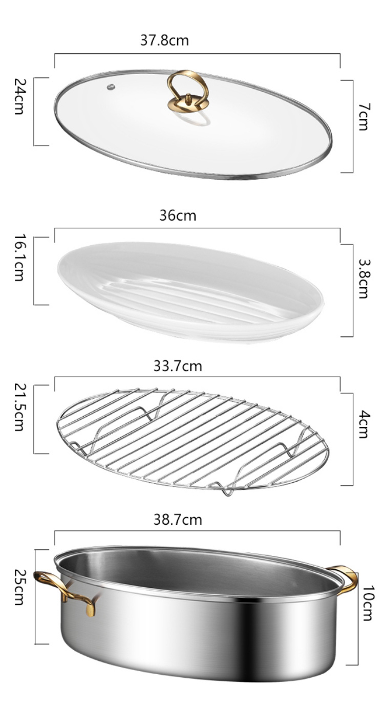 Multi Purpose Cooking Stainless Steel Fish Steamer Thickened