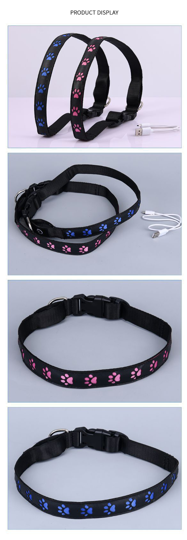 All Season LED Flashing Dog Collar Small Medium Large Illuminated Dog Collar