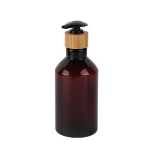 Quality 7oz 10oz 16oz Cosmetic Lotion Bottle Refillable Amber Slanted Shoulder PET Lotion Bottle wholesale