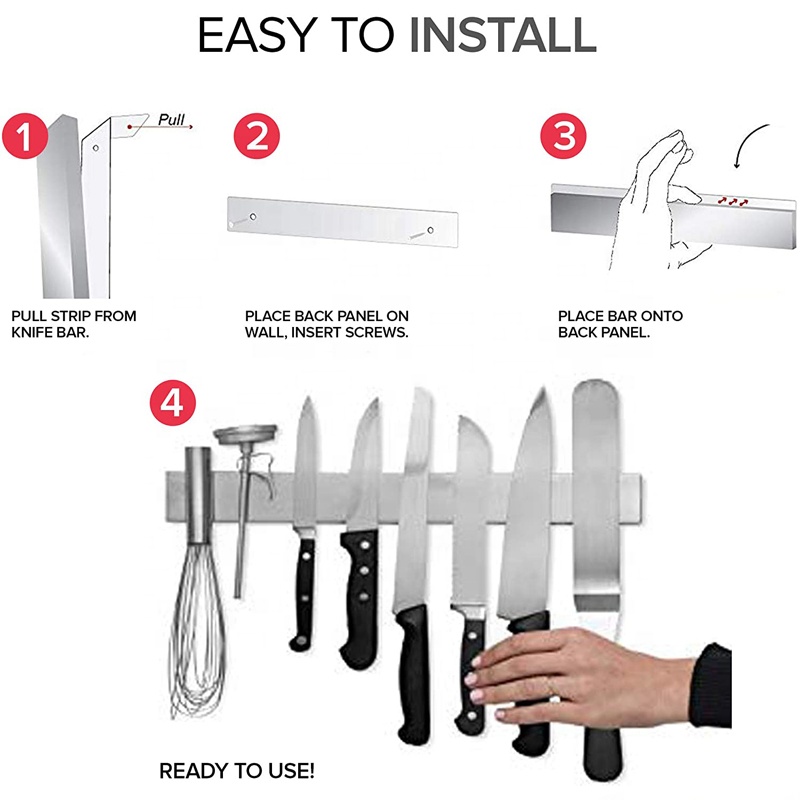 Home Kitchen Knife Holder with Powerful Magnetic Surface and Stainless Steel Coating