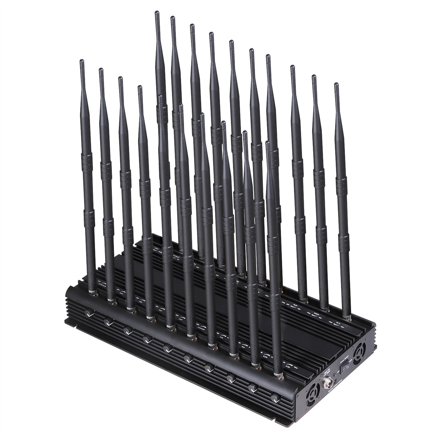 Multifunctional 20 antennas jammer shielding all 2G 3G 4G 5G WIFI GPS RF LOJACK VHF UHF signals with Remote Control
