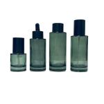 Small Green Cosmetic Glass Lotion Bottles 40ml 50ml 100ml 150ml