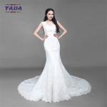 Fashion v neck tulle handmade embroidery bride white beaded mermaid wedding