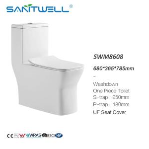 Quality SWM8608 Rimless Ceramic One Piece Toilet Square Elongated Toilet Bowl Ceramic Single Unit Toilet wholesale