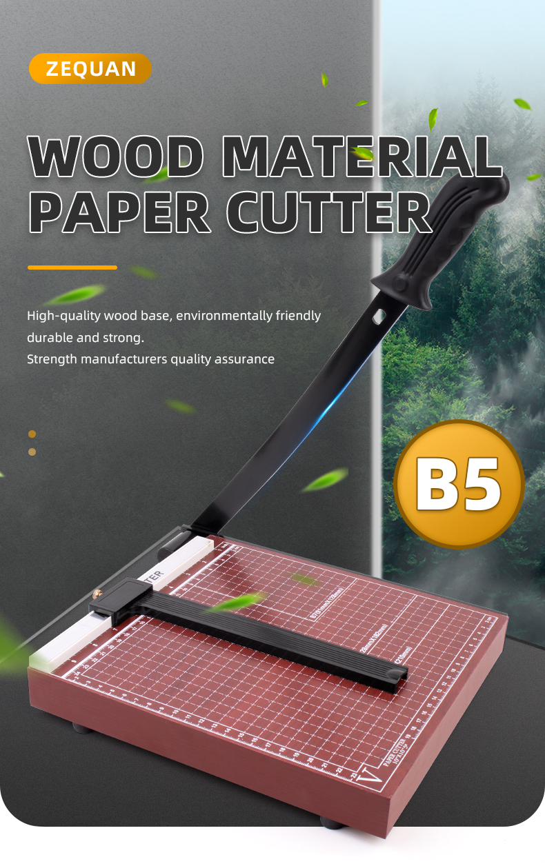 Mini Paper Cutter with Wooden Base Manual Paper Trimmer from ZEQUAN