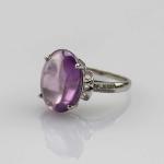 Fashion Jewelry 925 Silver with 11mmx14mm Oval Dome Purple Cubic Zirconia Ring
