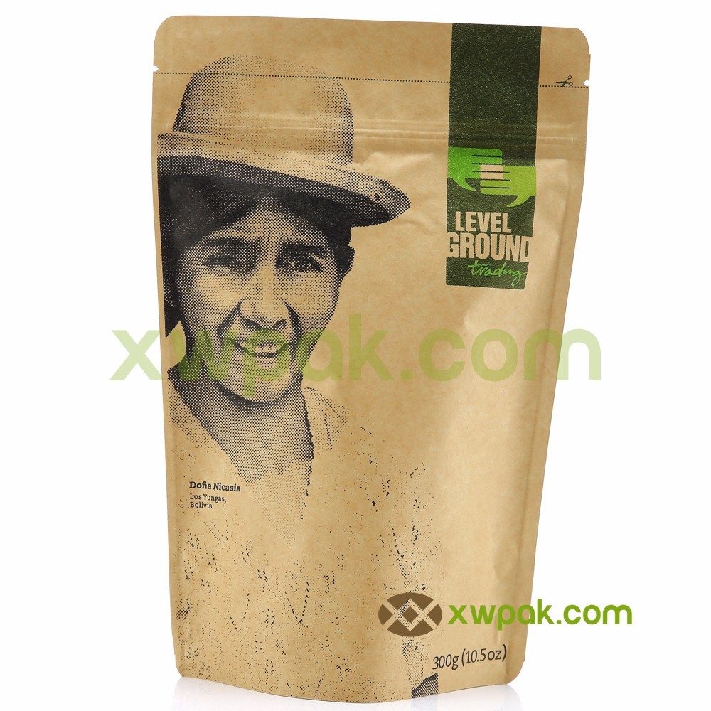 Food Grade Kraft Paper Packaging Bags Customized Color Heat Seal Moisture Proof