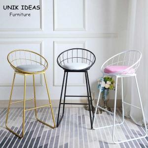 Quality Nordic Cafe Bar Stools Height For 36 Inch Counter Velvet Tall Gold Metal wholesale