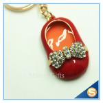 3D Cute Little Shoe Shape Rhinestone Zince Alloy Meta Keychain Rhinestone Bag