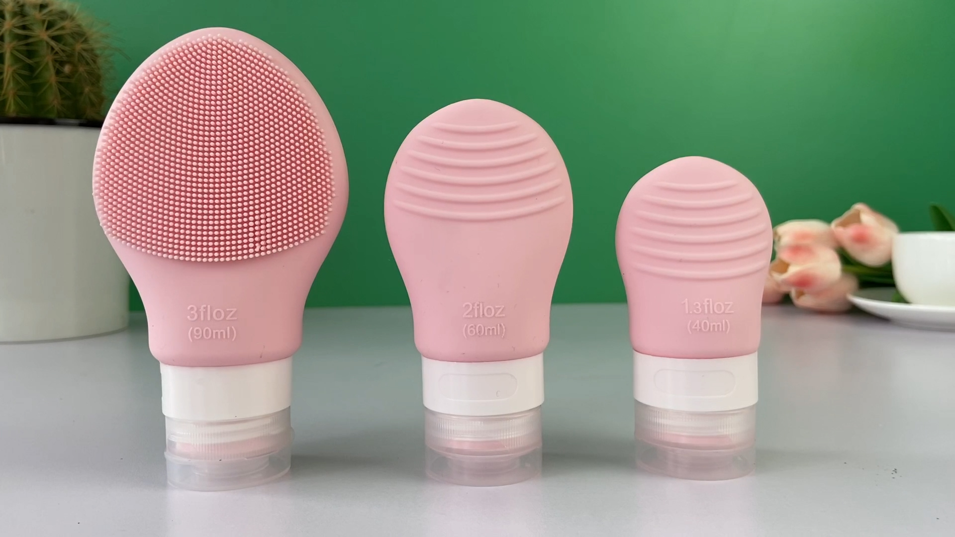 Pink Facial Cleansing Brush Silicone Electric Facial Cleanser
