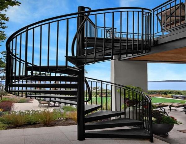 Customization Metal Spiral Staircase Stainless Steel Raillling Uninterrupted