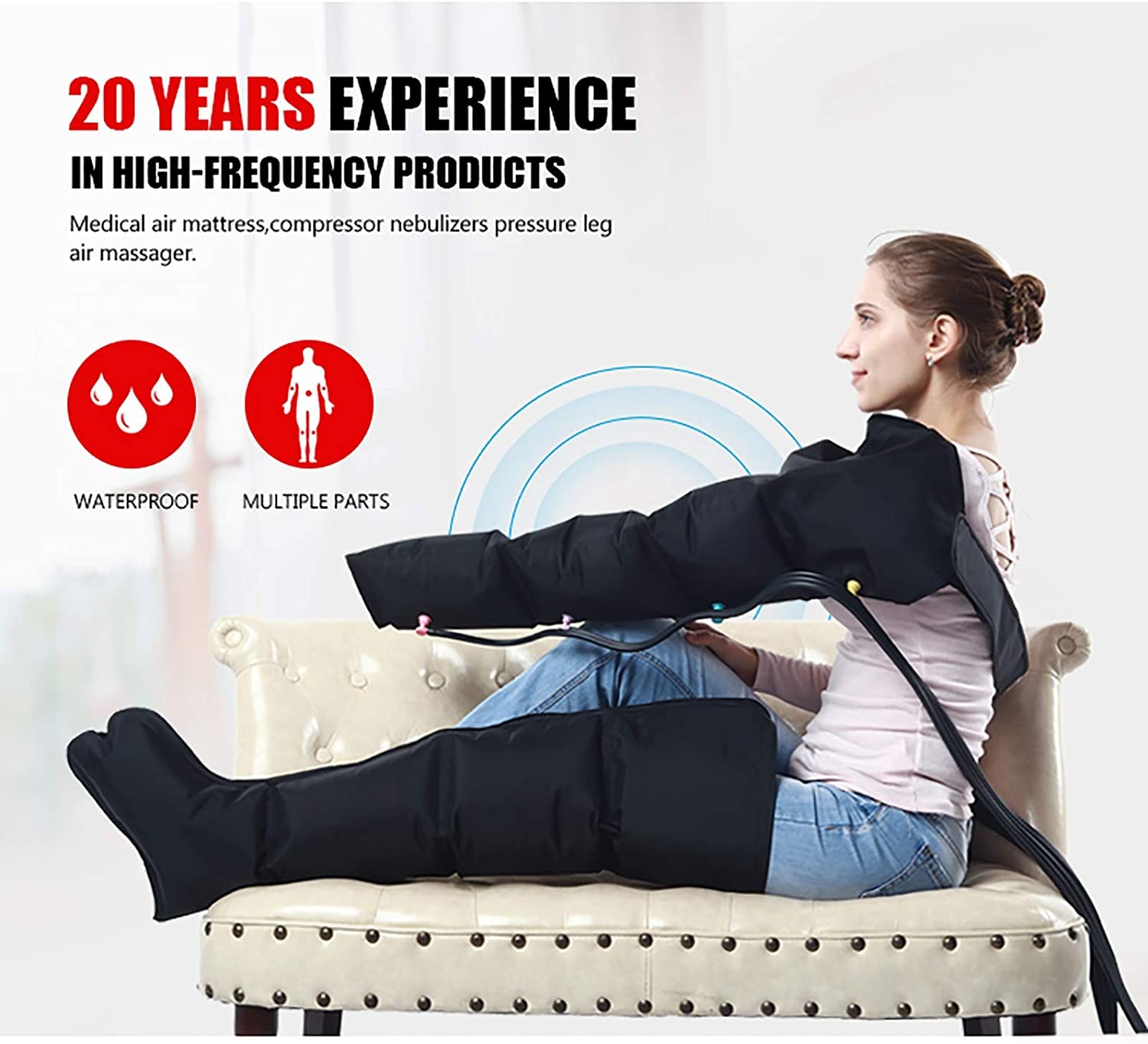 FCC 4 Chamber Air Compression Leg Wraps Full Leg Air Pressure Massager For Athlete