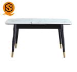 Oilproof Rectangle Restaurant Dining Table Marble Stone Tabletop