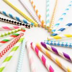 BPA Free Waterproof Paper Straws Disposable Rainbow Striped Paper Straws