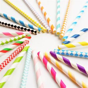 Quality BPA Free Waterproof Paper Straws Disposable Rainbow Striped Paper Straws wholesale