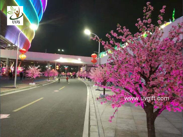UVG 2m high outdoor pink cherry blossom tree fake with peach flower branches for wedding planner CHR152