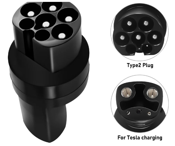 80A Rated Current IEC 62196 Type2 To Tesla Adapter for Tesla Cars Electric Vehicle Charger Adaptor Fast and Easy Charging