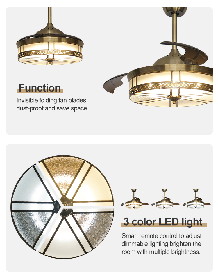 1stshine LED Ceiling Fan with Remote Control and Natural Wind Function 10 Year Motor