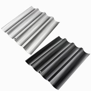 Quality Wave Gutter Non Stick French Bread Perforated Tray Baking Baguette Pan Competitive wholesale