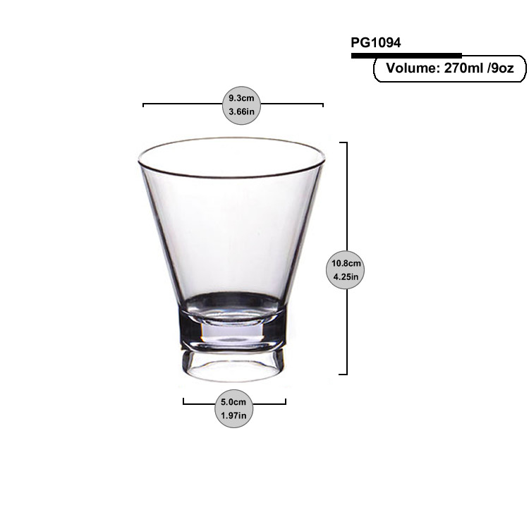 Reusable Wide Rim Plastic Whisky Tumbler Cups 390ml Food Safe