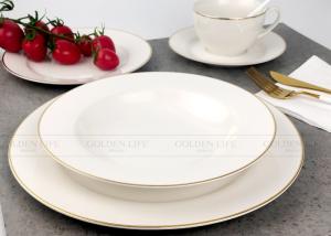Quality Exquisite White Porcelain Dinner Sets Tableware With Real Gold Line wholesale