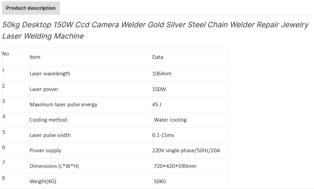 Mini Jewelry Laser Welding Machine 100W for Gold Silver Earrings Yag Welding 510*295*395mm