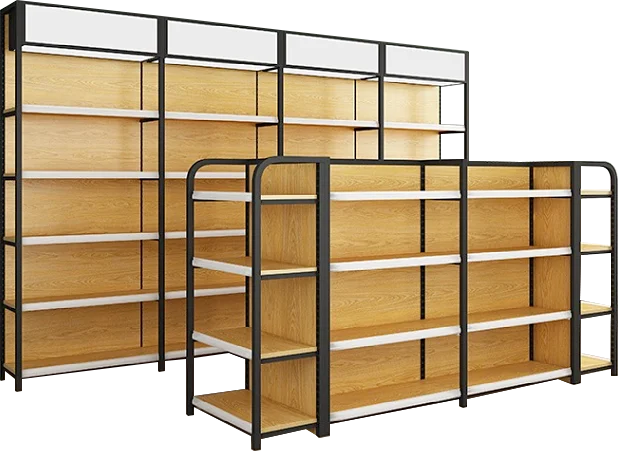 4-post four column wood shelving customized Innovative Product Best Selling For Grocery Store Shelves supermarket shelves gond