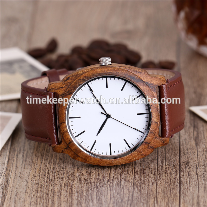 Aliexpress hot selling high quality wood case watch genuine leather strap mens luxury watch