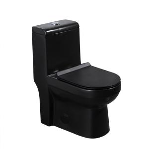 Quality Black One Piece Elongated Toilets 1.6 Gpf Siphon Jet Toilet Flushing Systems wholesale