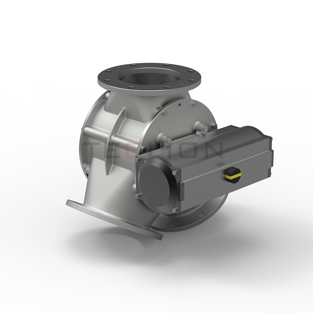 Three Way Pneumatic Diverter Valve Gate Actuator DN350 OBM