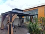 Hardtop Gazebo Outdoor Aluminum Gazebo Pergola for Patio Yard Gray