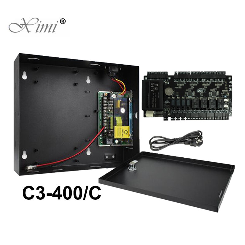 Hot Sale ZK C3-400 4 Doors Access Control Board TCP/IP Door Access Control Panel With Power Supply Box Battery Function