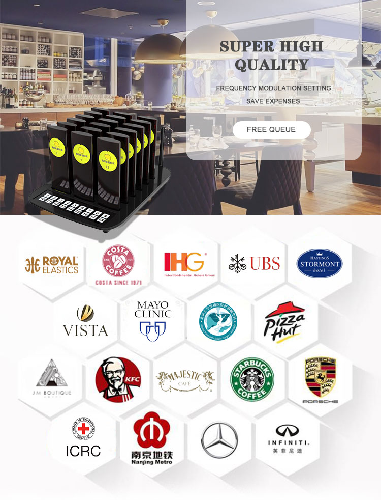 wireless keyboard transmitter with 18 coaster pagers for waiter calling customer waiting in queue