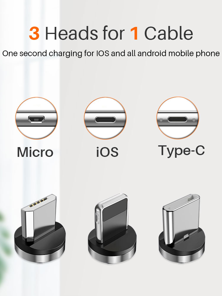 8000 Times 5A Magnetic USB Fast Charging Cable Nylon Braided Line
