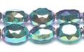 Metallic Green Faceted Glass Beads Ovals, 30 Beads Per Strand